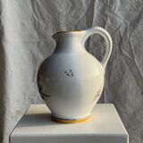 Carafe blanche peinte bouquet bleu et jaune H22