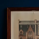 Lithograph building Paris architecture board ordinary brick
