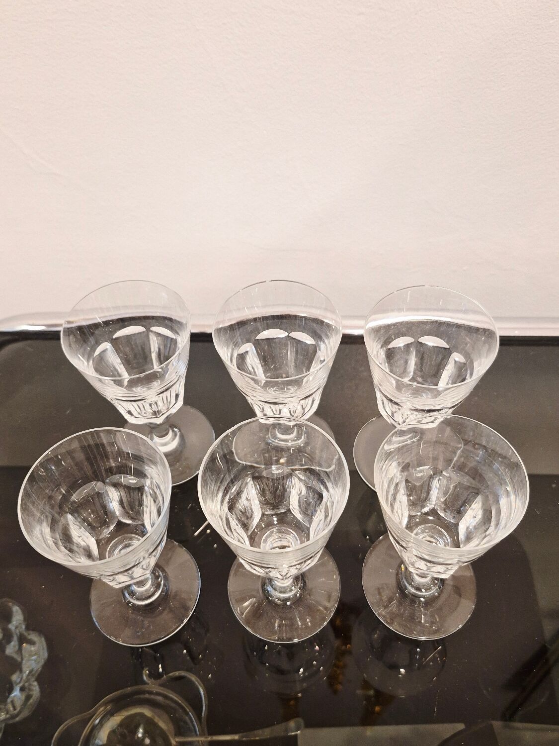 6 crystal glasses stamped Baccarat