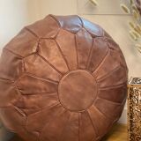Moroccan leather pouf