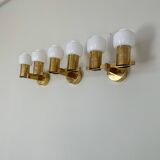 Brass and opaline glass wall lamps by Hans-Agne Jakobsson in mid-century style, Sweden, 1960s.