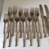 Vintage 1960s Bamboo Brass Cutlery Set