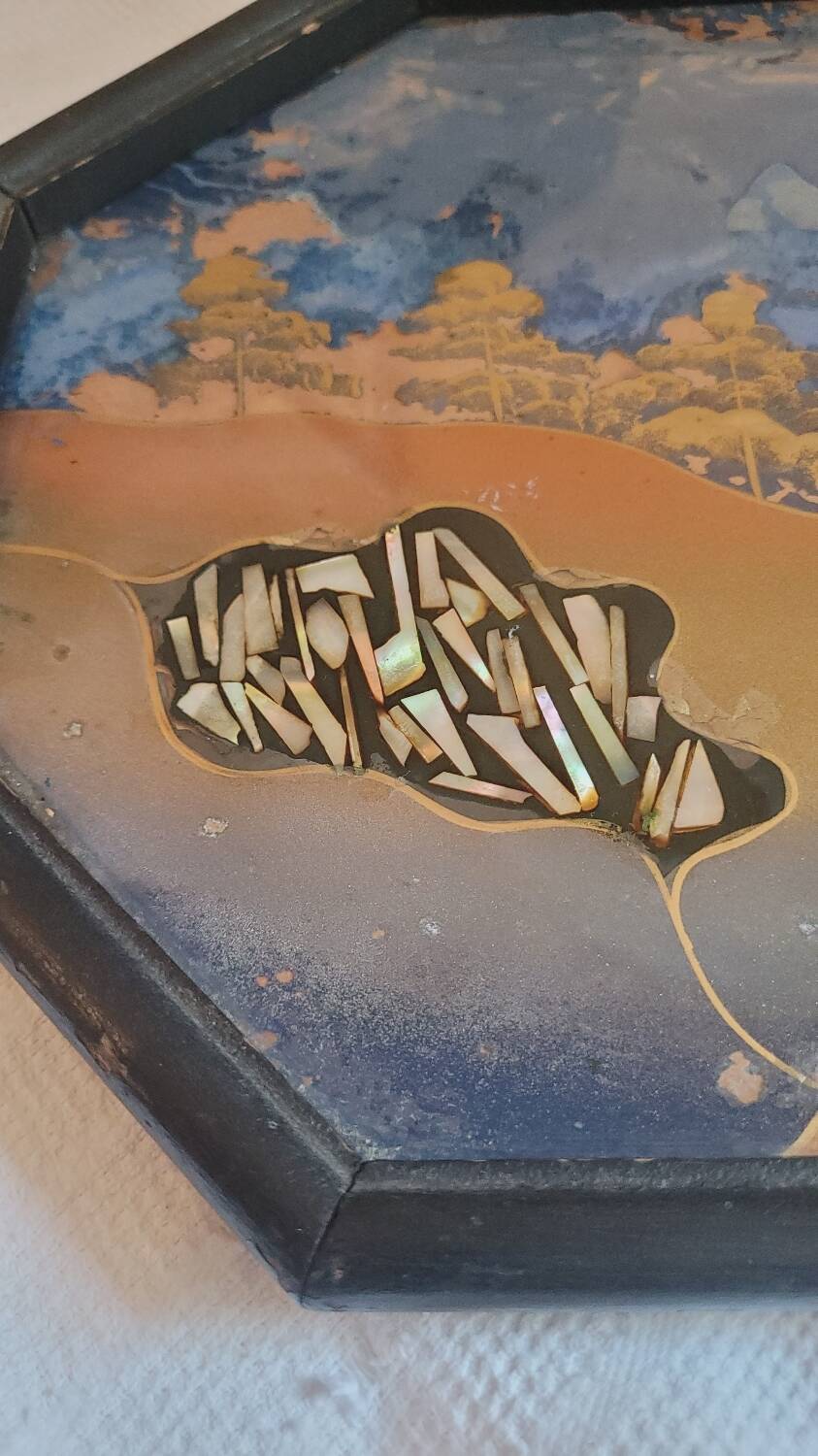 Painted glass tray 1930