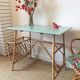 Desk mint green vintage 60s/70s Wicker rattan