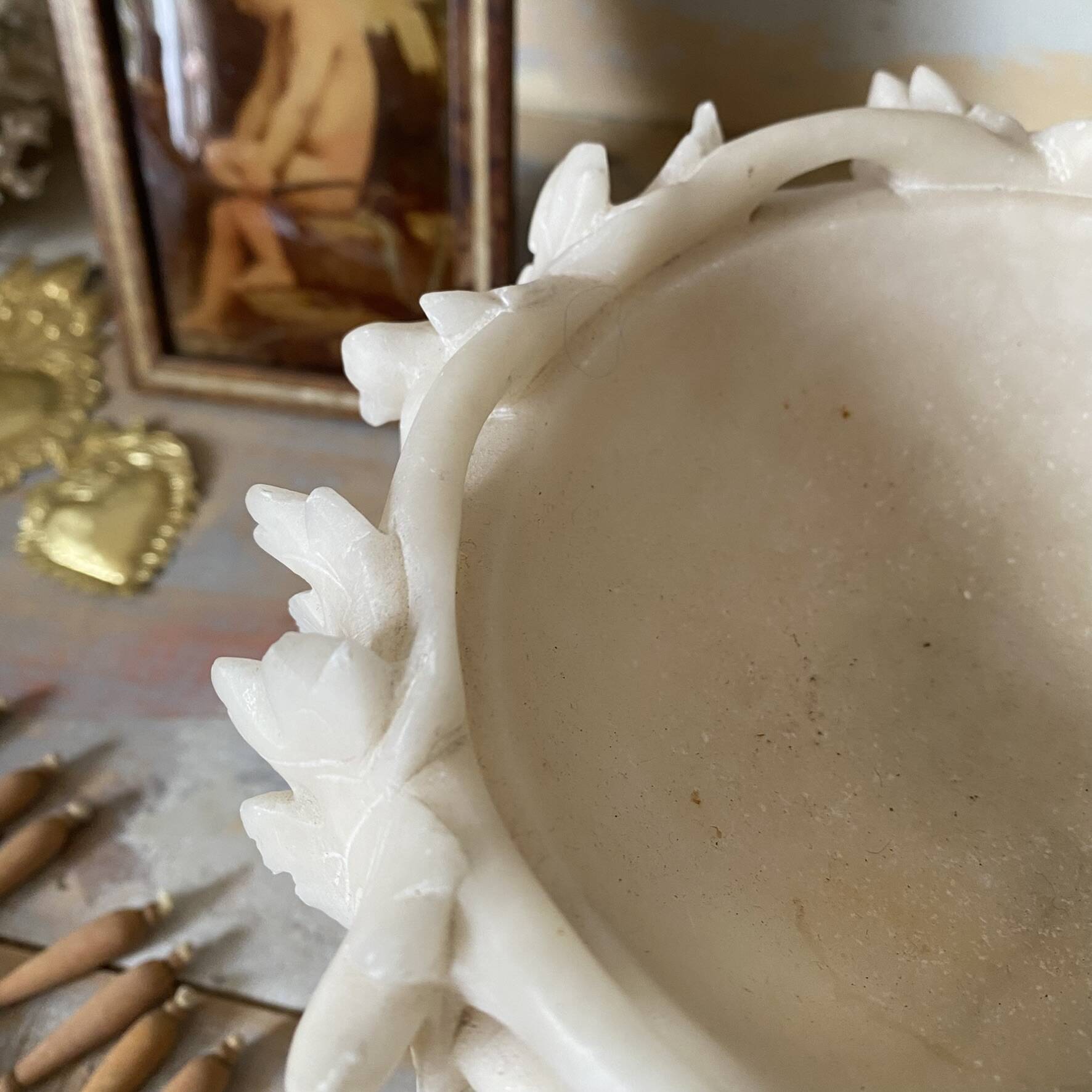 Coupe ancienne sur pied en albâtre , marbre  XIXe siècle