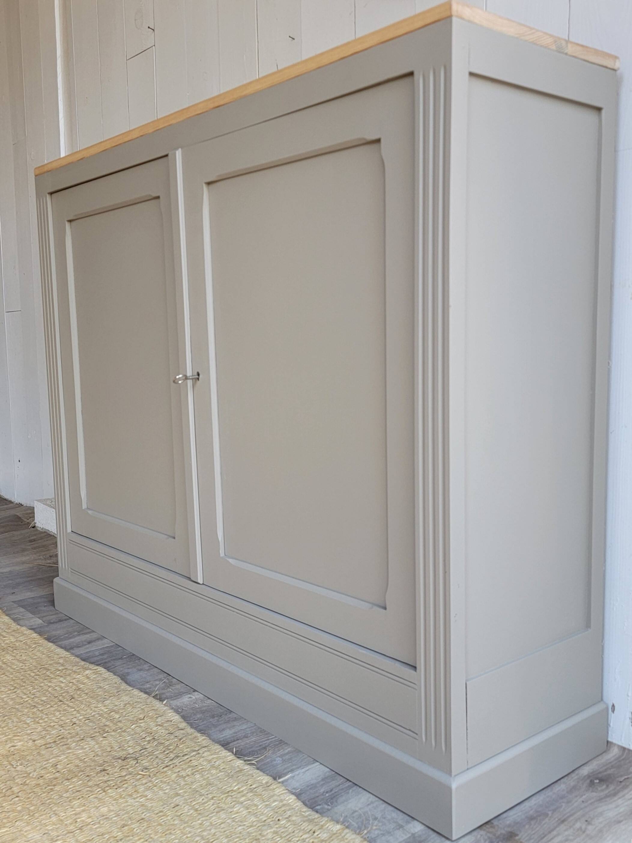renovated wooden sideboard in brown
