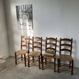 Rustic handcrafted oak chairs 1900