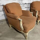Set of 2 louis XV style shepherdess armchairs