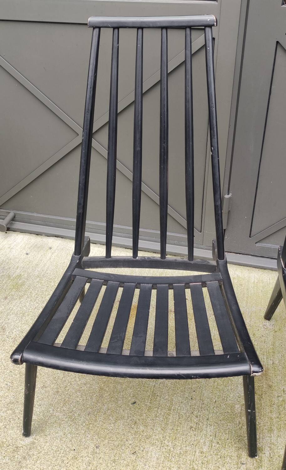 Pair of Low Chairs Low Chairs Scandinavian Design Wooden Armchairs