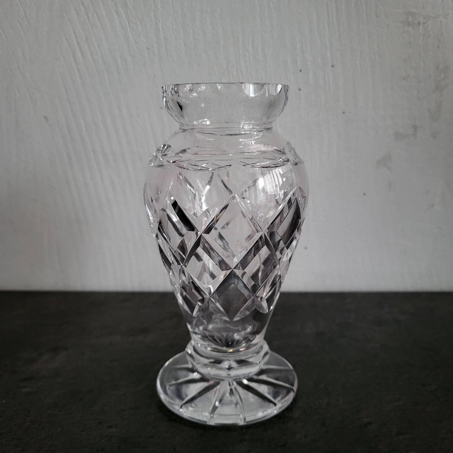Vintage Bohemian crystal vase in excellent condition.