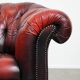Classic cowhide Chesterfield button seat armchair in a beautiful red colour
