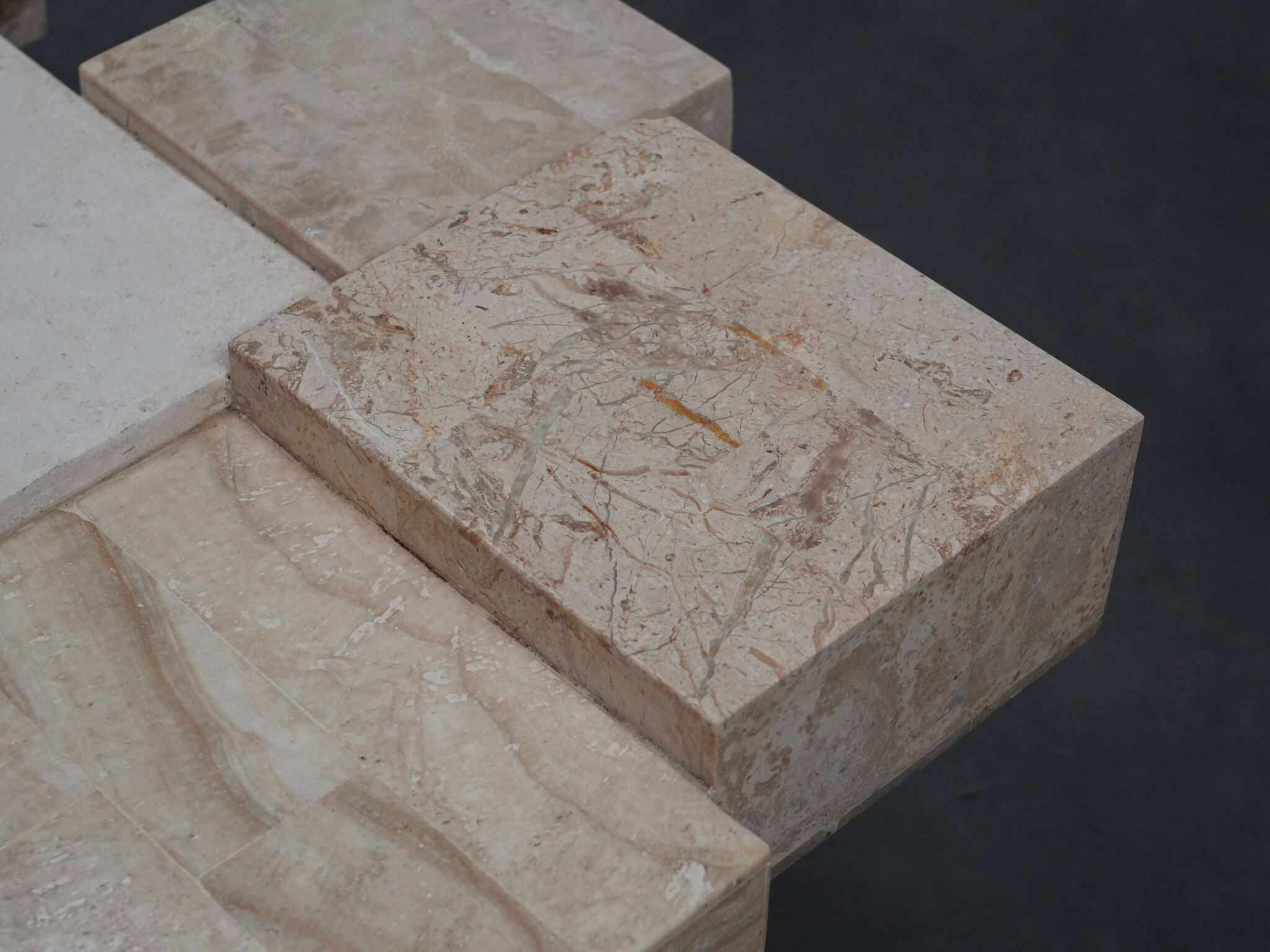 Rare architectural travertine coffee table, Belgium, 1970s