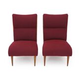 Set of wooden and boucle chairs, 1940s