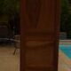 Chic old bookcase pegged in walnut with two glass doors and 5 shelves – Very good condition
