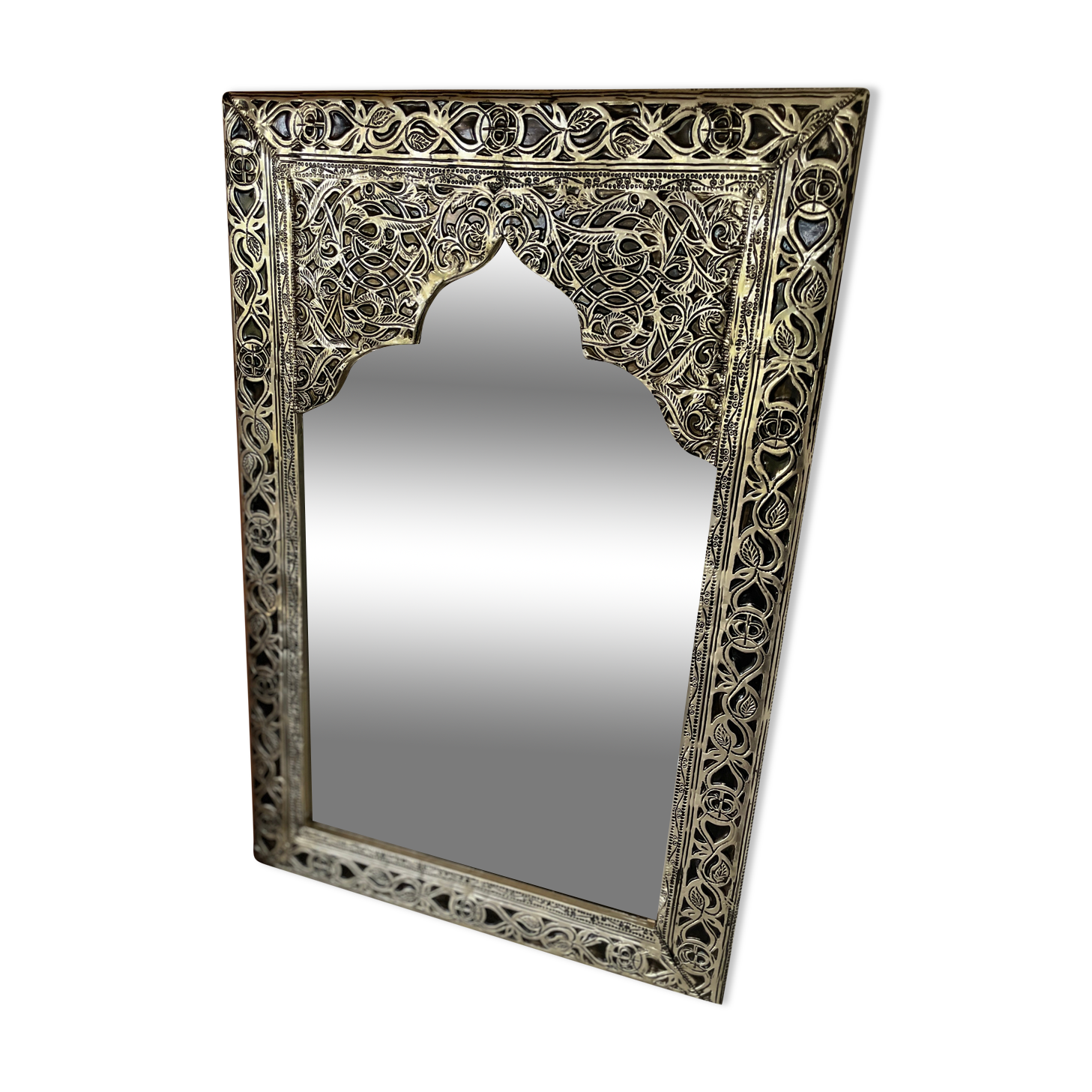 Silver oriental mirror