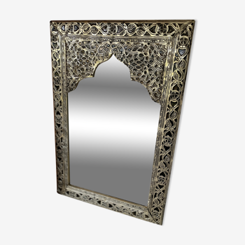 Miroir oriental argenté