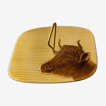 Cheese platter Vallauris bull decoration