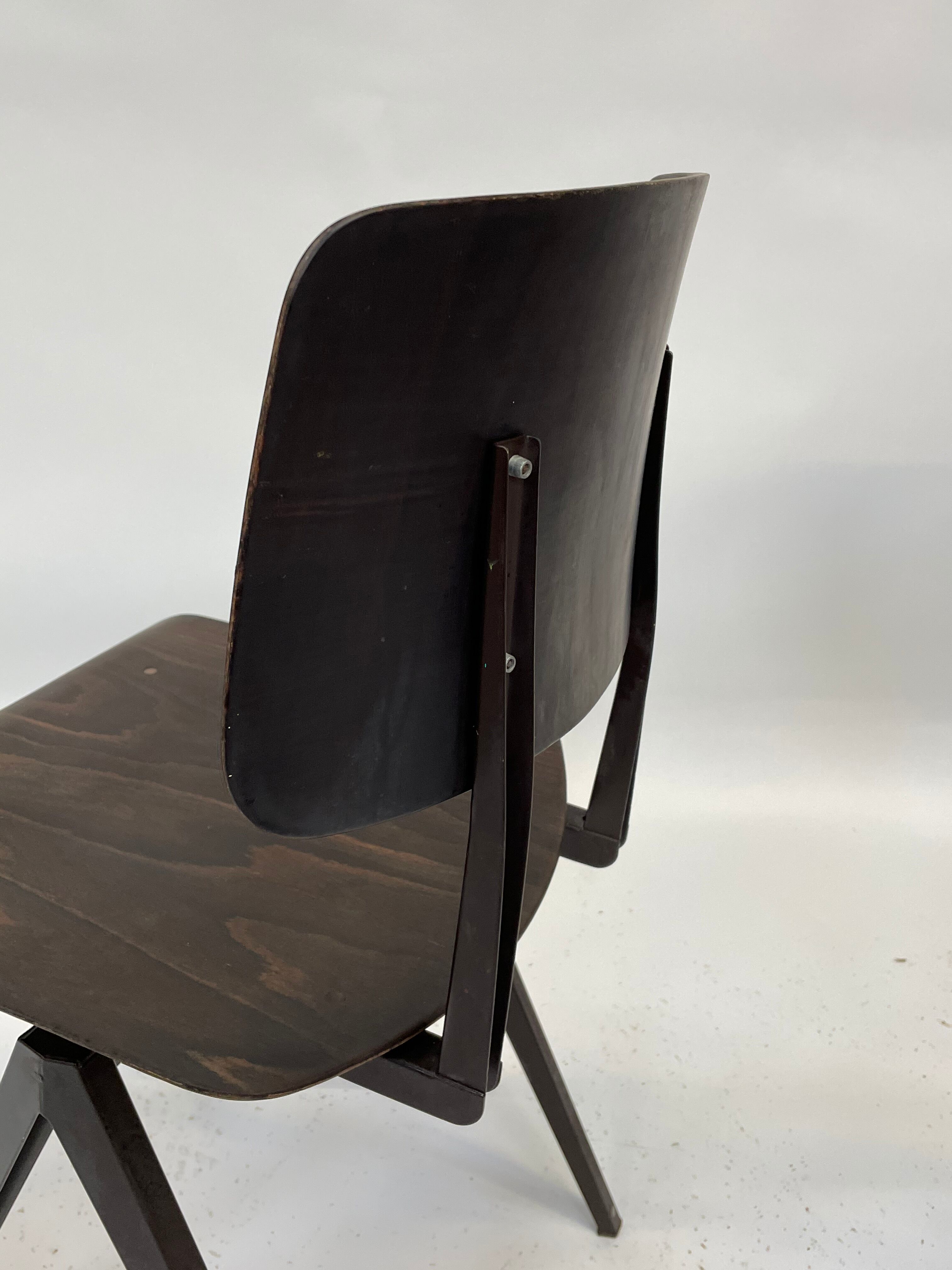 Lot de 4 chaises d’école vintage Galvanitas S16 Pays-Bas