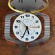 Vintage formica clock silent wall clock "Featured wood stripes"