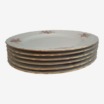 Six vintage flat plates in fine porcelain Prestige Collection