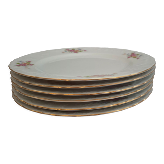 Six vintage flat plates in fine porcelain Prestige Collection