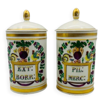 Two medicine jars with polychrome decoration