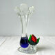 Blue red Murano glass vase with blown flower