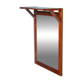 Danish teak mirror with shelf for hats from the 1960s.