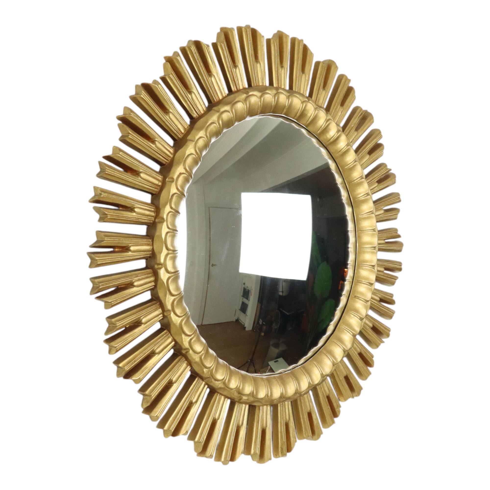 XL Gold-colored Sun Mirror Sunburst Witch's Eye Resin 60cm