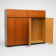Large vintage teak wardrobe from the 1960s, with hanging and shelving sections