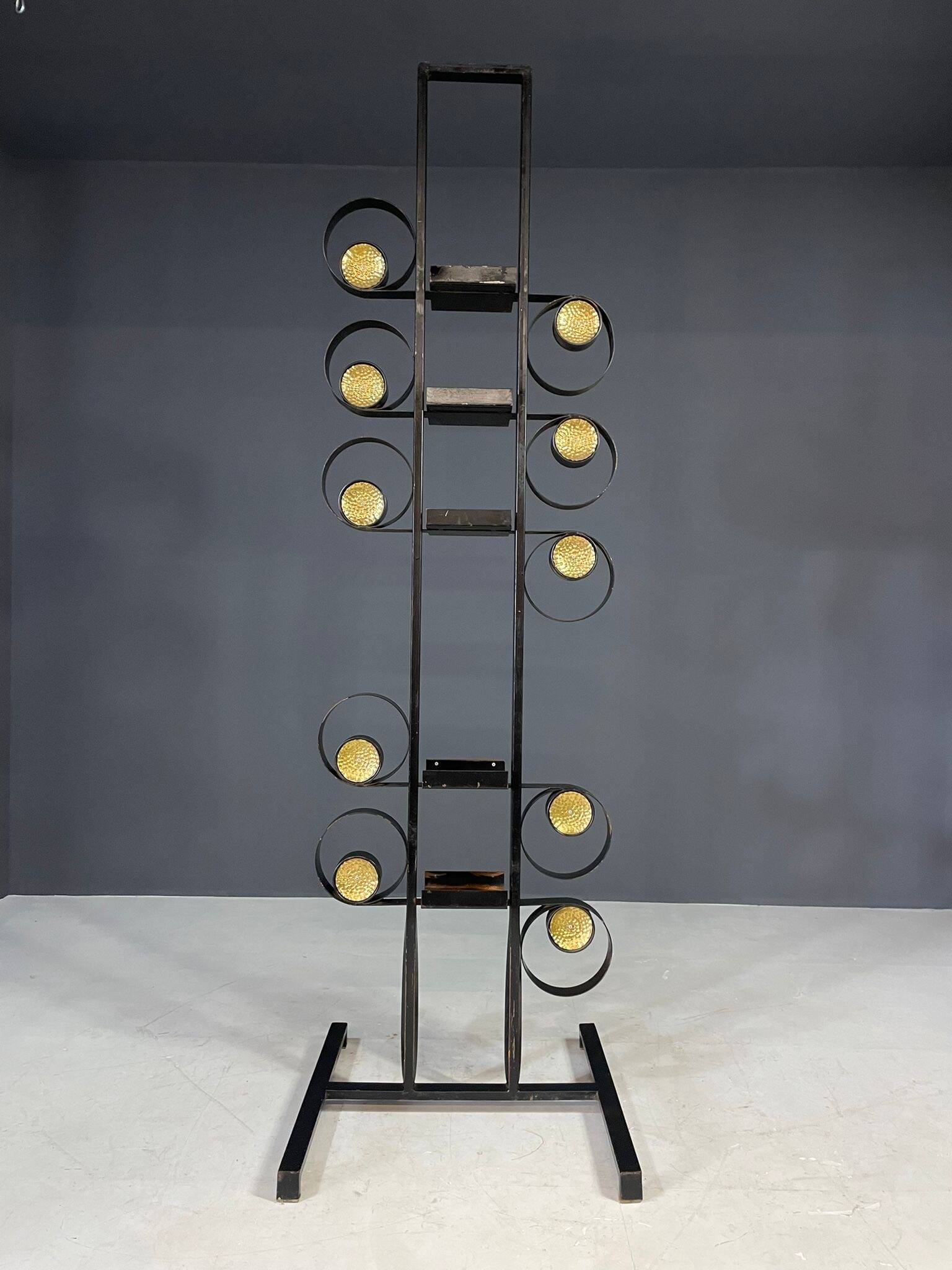 Retro metal plant stand, brutalist style, Czechoslovakia, 1970s