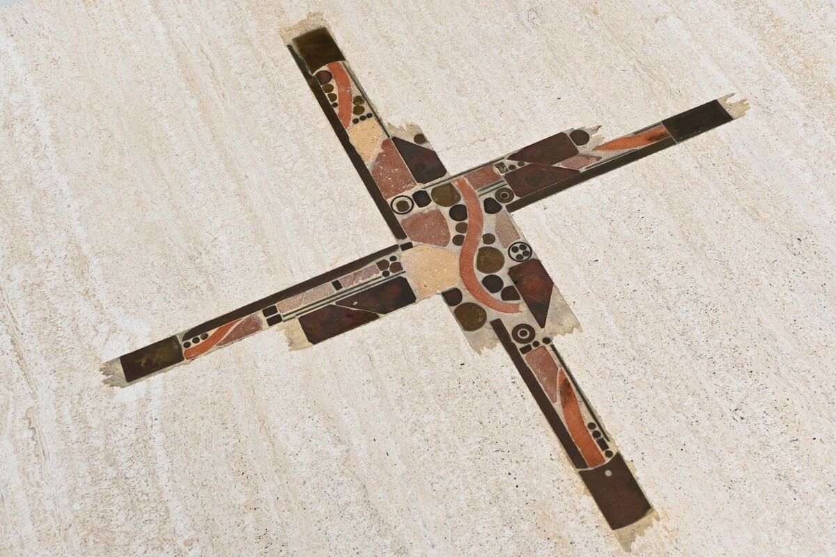 Paul Kingma artwork coffee table in travertine, The Netherlands, 1980