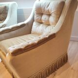 2 fauteuils en velours kaki