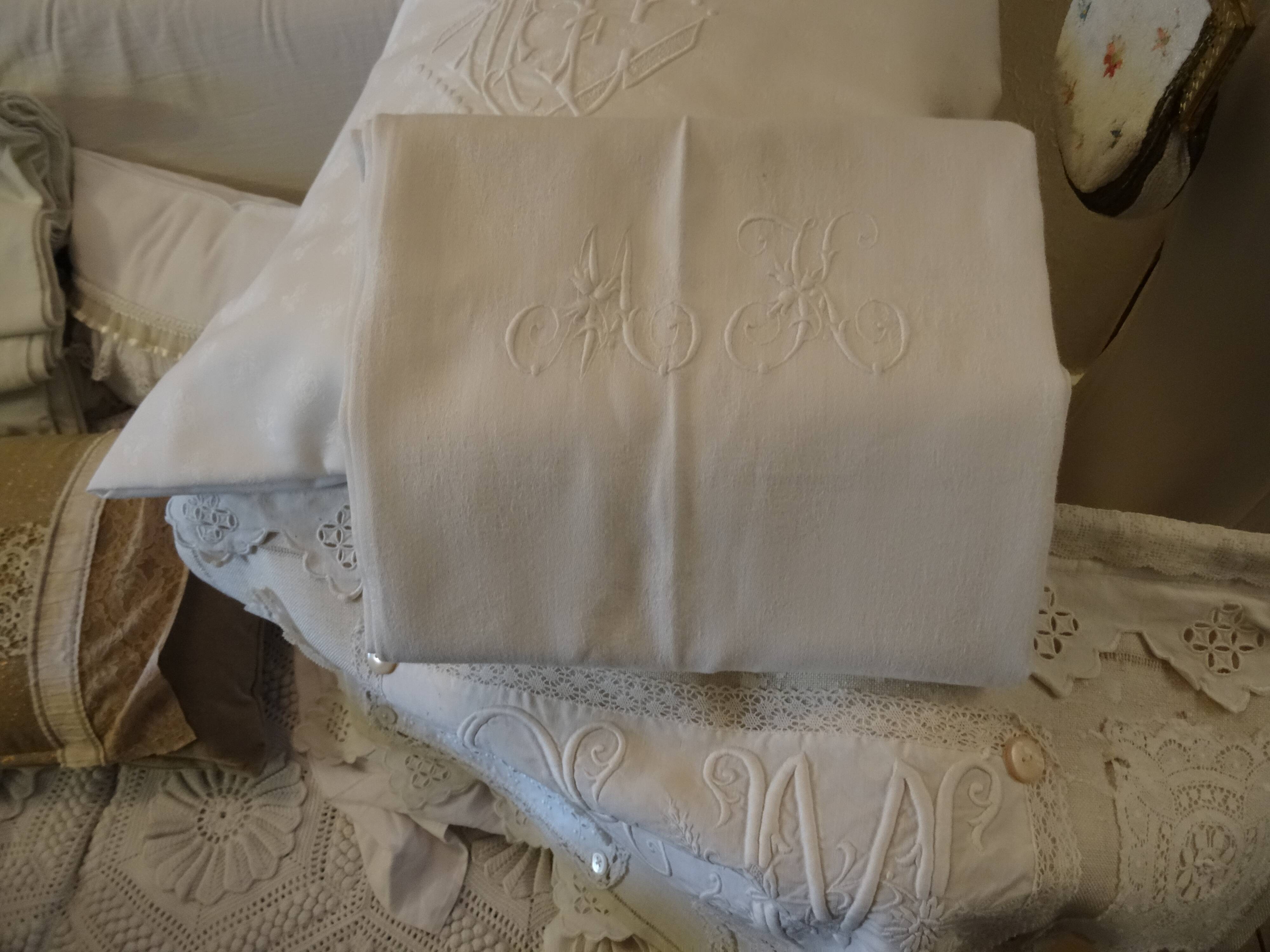 MK monogrammed tablecloth
