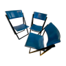 Lot de 3 chaises italiennes pliantes en cuir bleu par Matteo  Grassi