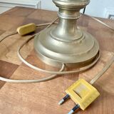 Lamp base in brass and chrome-plated steel