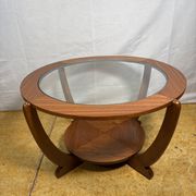 Mid-Century Retro Vintage Teak & Glass Round Coffee Table by Stonehill 1960