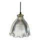 Suspension lustre globe en verre prismatique holophane industriel