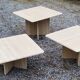 Set of 3 travertine trundle coffee tables from the 70s