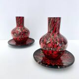 Black and Red Murano Glass Vases by Vincenzo Nason with Bronze Aventurine Glass
