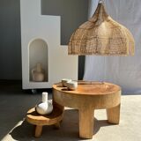 Quadripod coffee table in solid wood monoxyl natural color (dark)