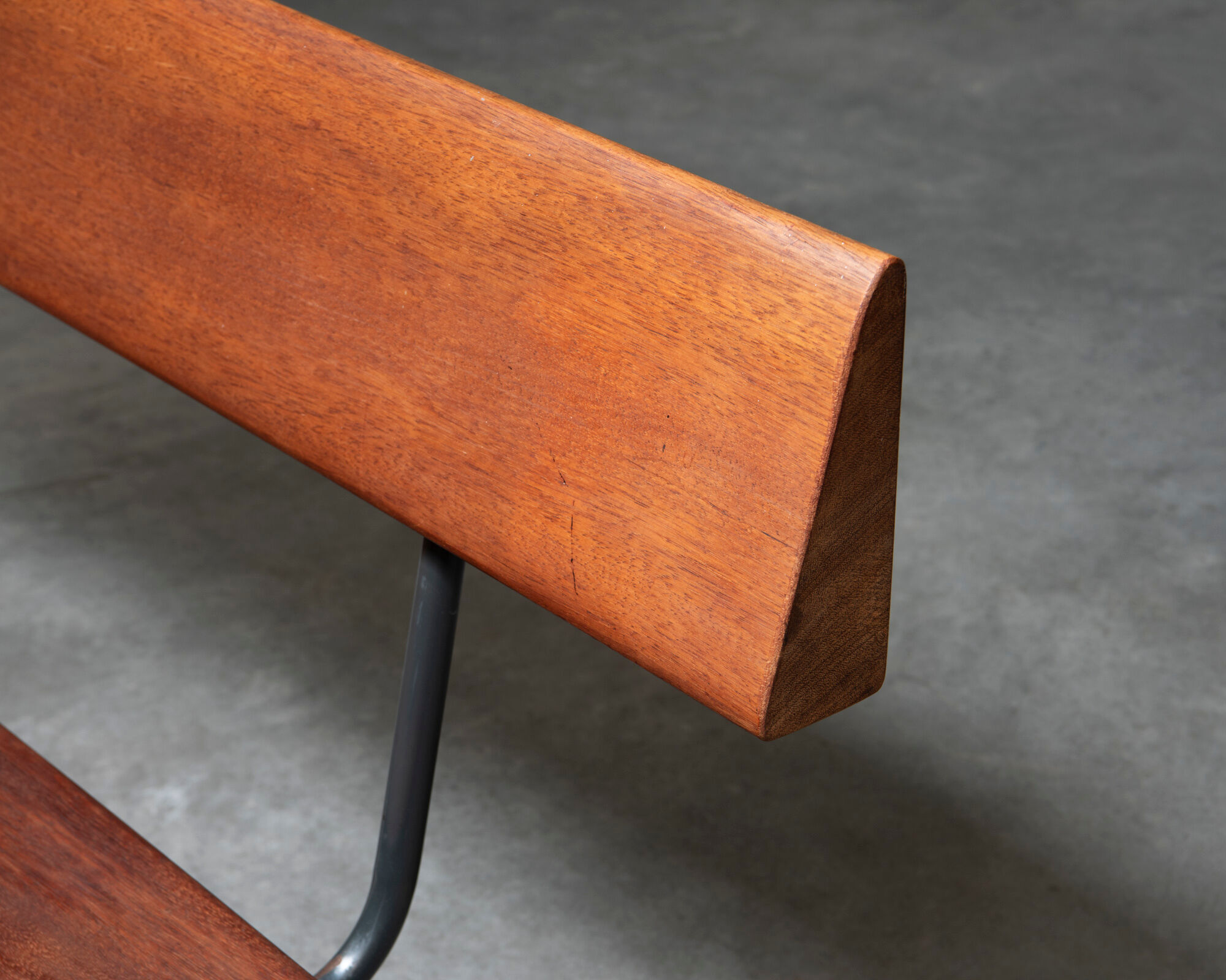 Solid teak bench, Netherlands, 1950s
