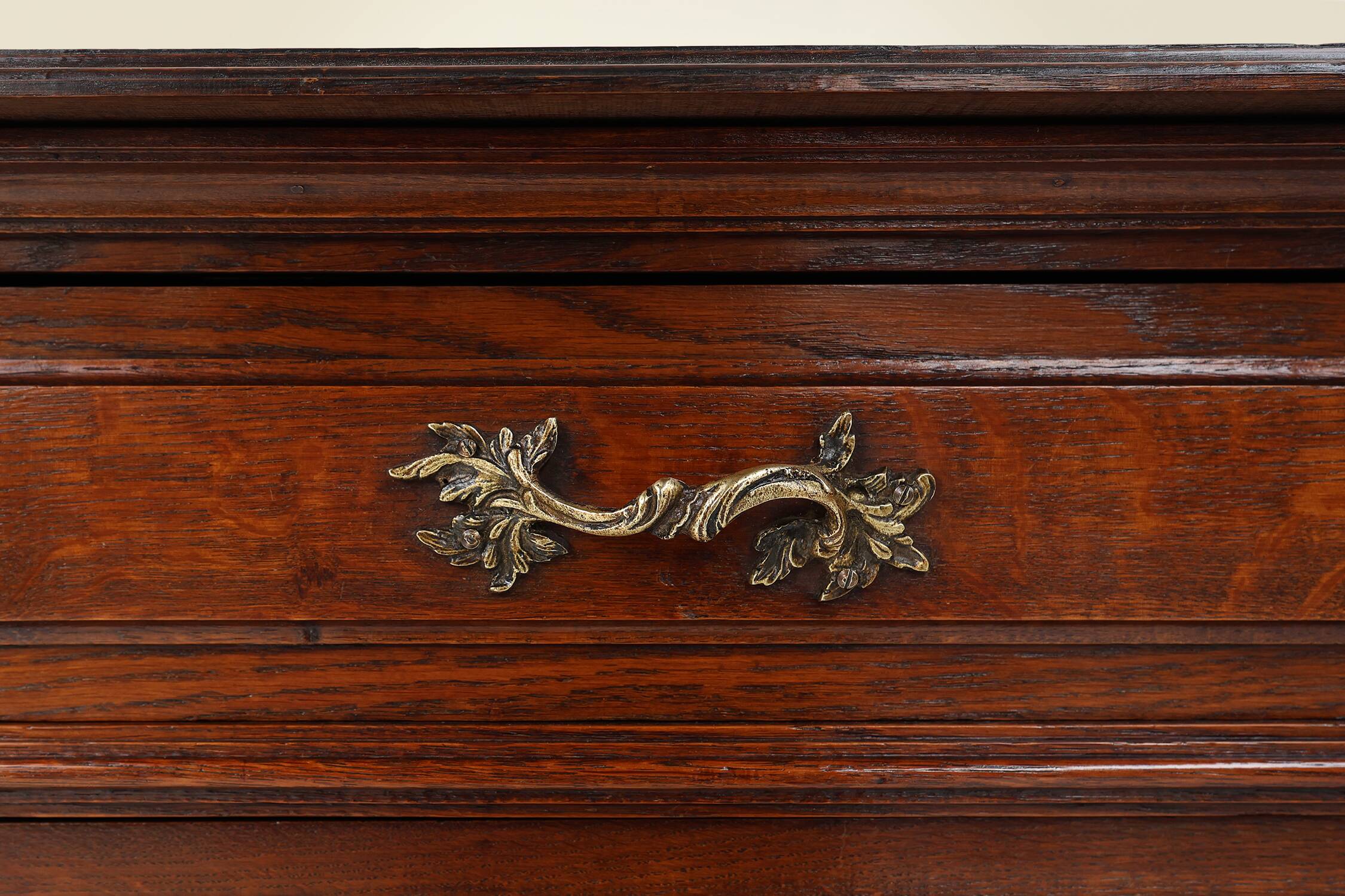 French Antique carved oak chest of drawers