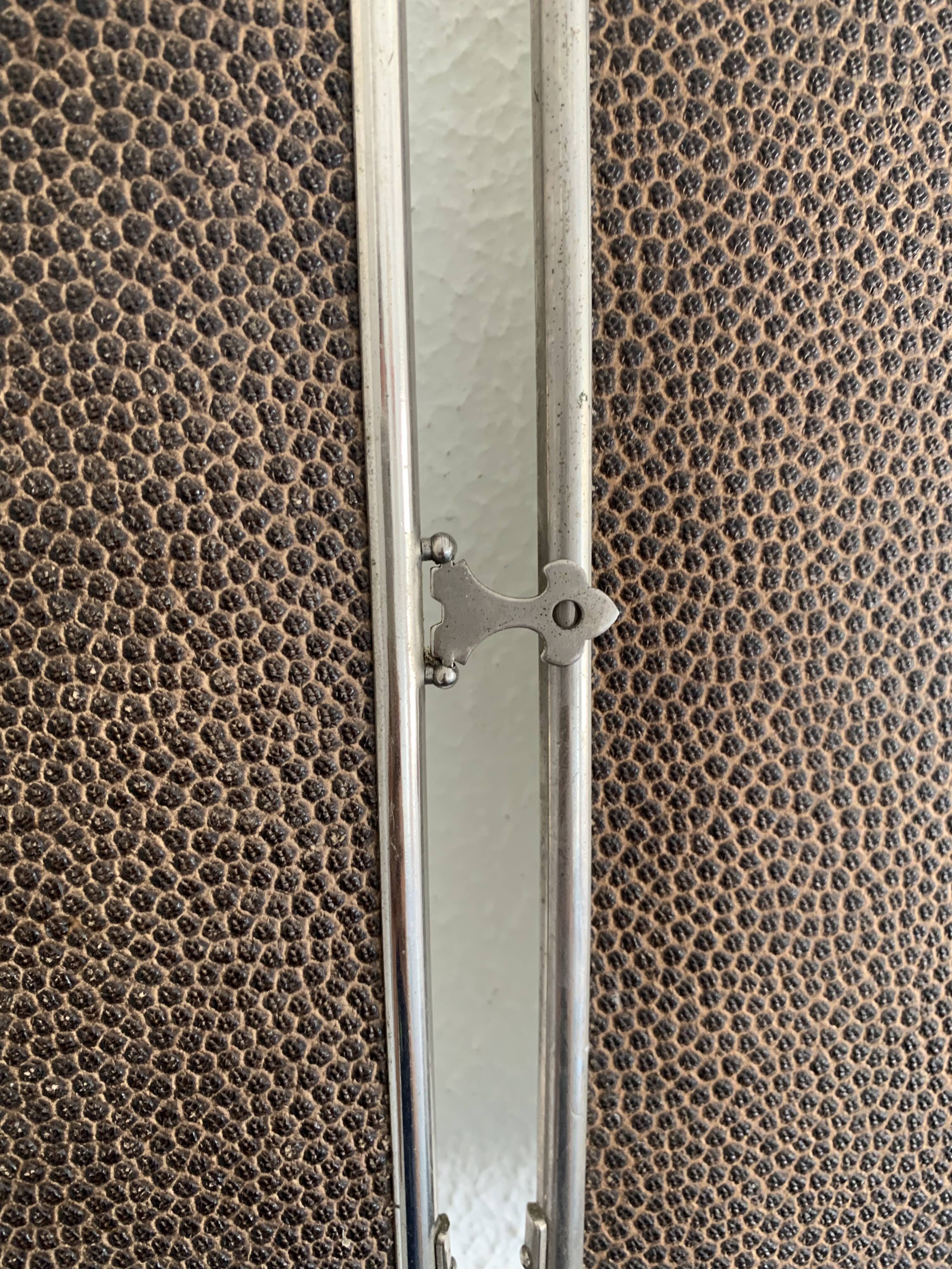 Miroir vintage 1930 triptyque barbier simili galuchat brun - 30 x 77 cm