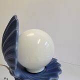 Shell lamp in blue and opaline ceramic