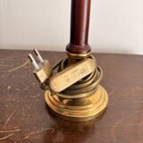 Pair of Brass-Gilded Bouillotte Lamps Vintage Wood Neo-Classical Shade