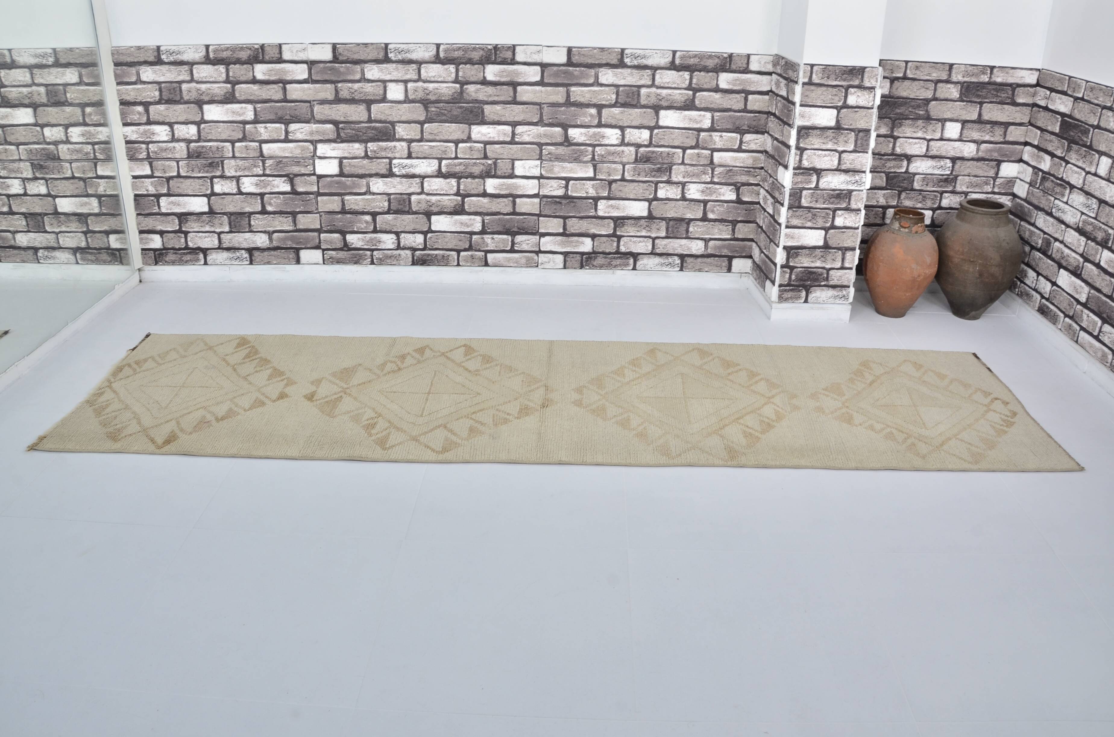 White Oushak Floral Runner Rug sku 2125