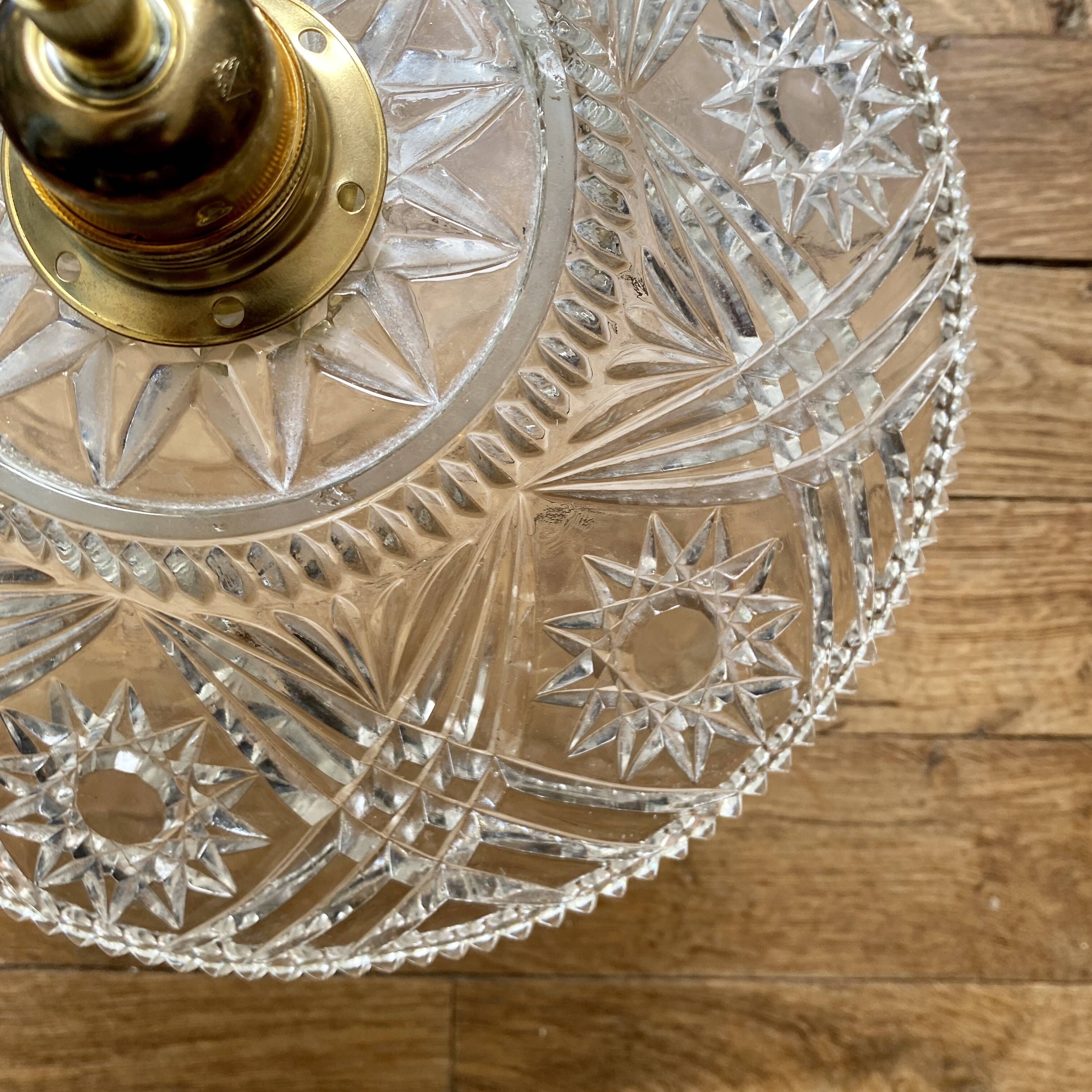 Suspension abat-jour vintage en verre - collection vaisselle -