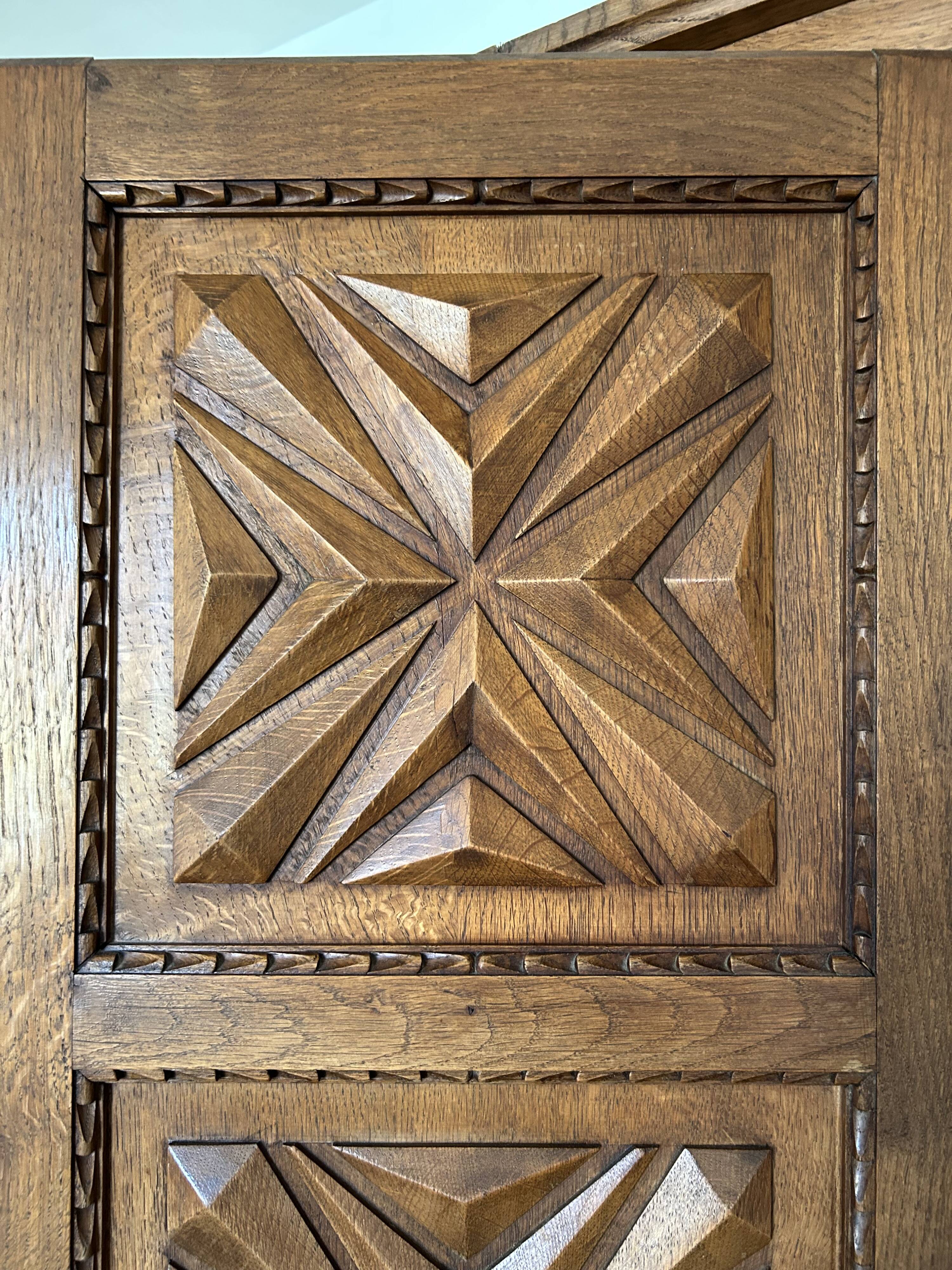 Handcrafted solid oak armoire, unique piece.