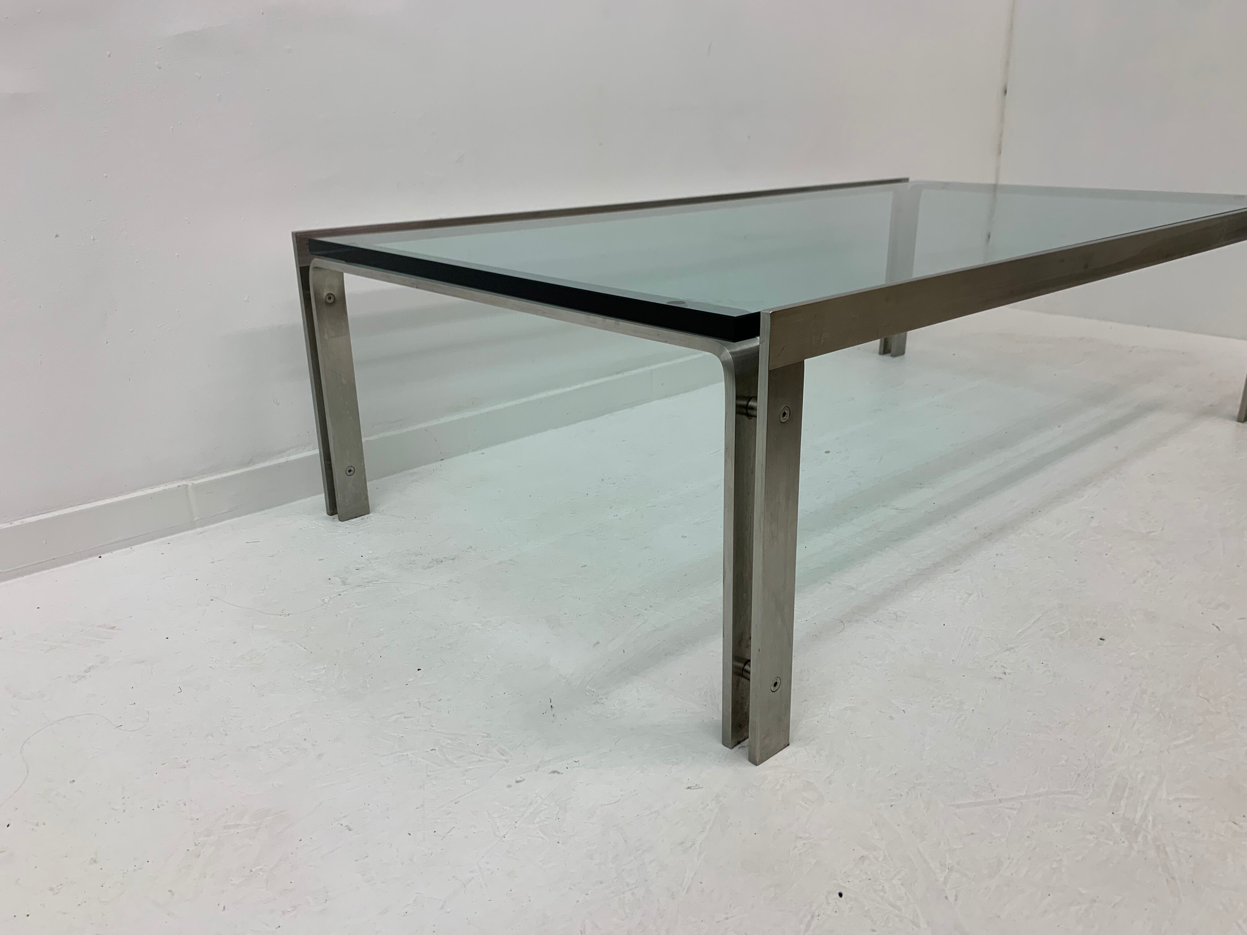 Rectangular Mid-Century Glass Coffee Table by Metaform, 1980s